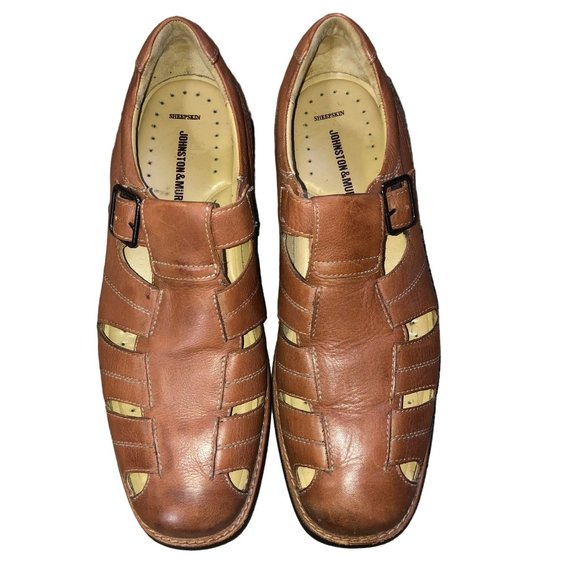 Johnston & Murphy Fisherman Sandal Shoes Mens 12M Used Brown Leather 20 5880 - Picture 2 of 16